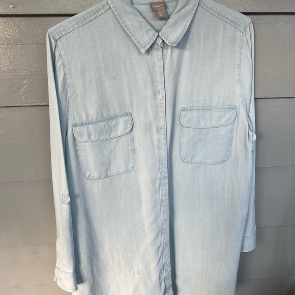 Half-Button Denim Shirt (3) size 16-18 - Picture 1 of 6